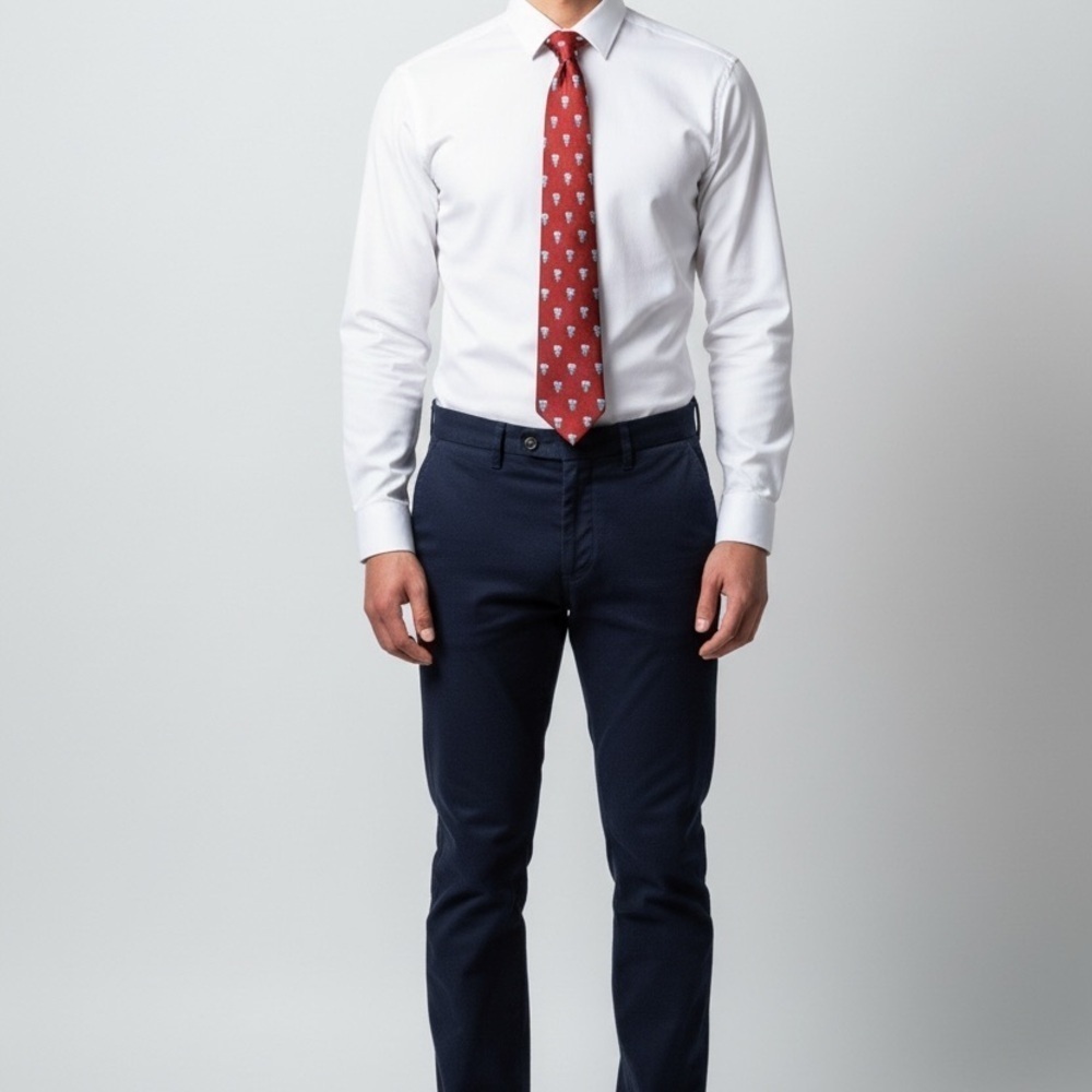 Elegance by Retreez Christmas Cheerful Snowman Skinny Tie – Red Woven Microfiber